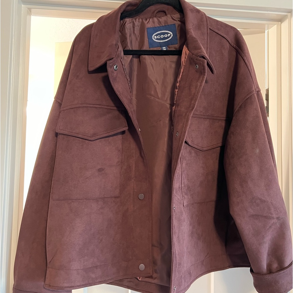 Reddish Brown Plus size jacket. Worn once. super faux suede